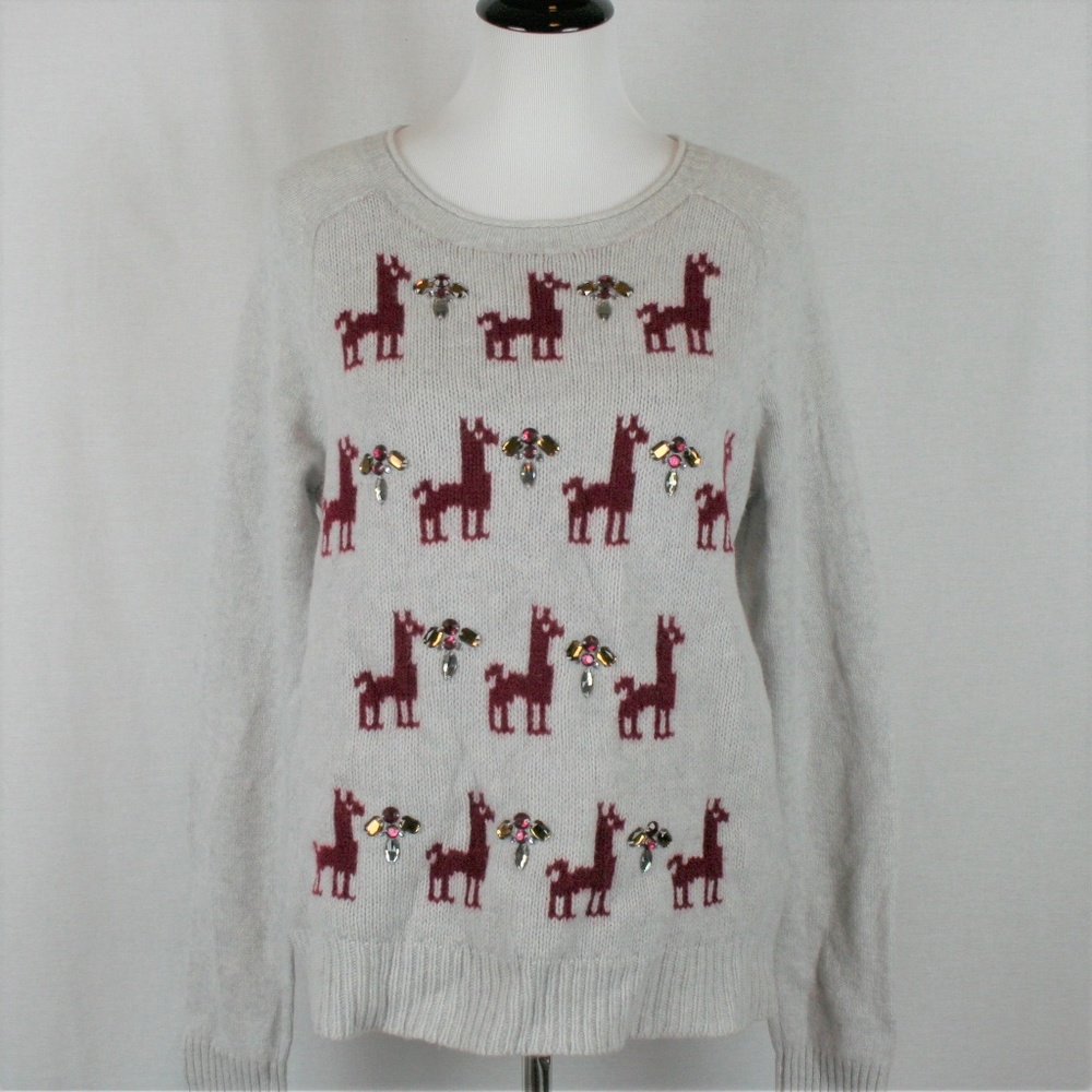 Jeweled llama sweater